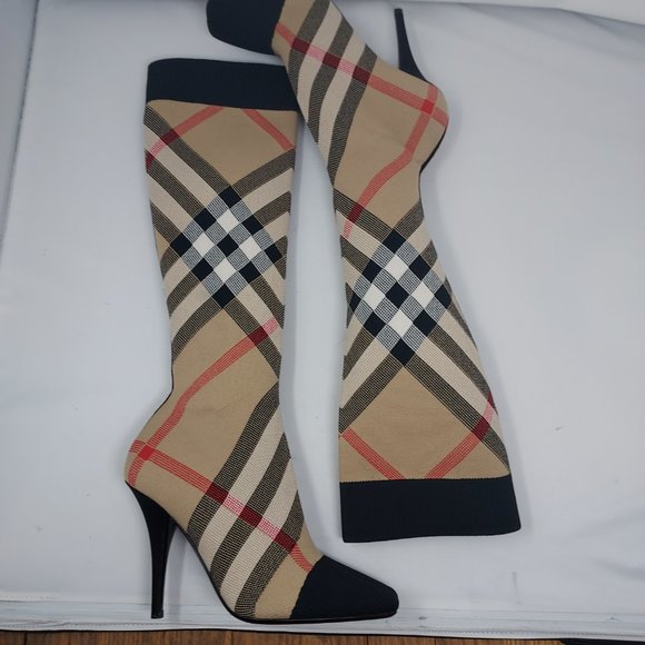 Burberry Dolman Checked Stretch-Cotton Boots - Picture 9 of 10